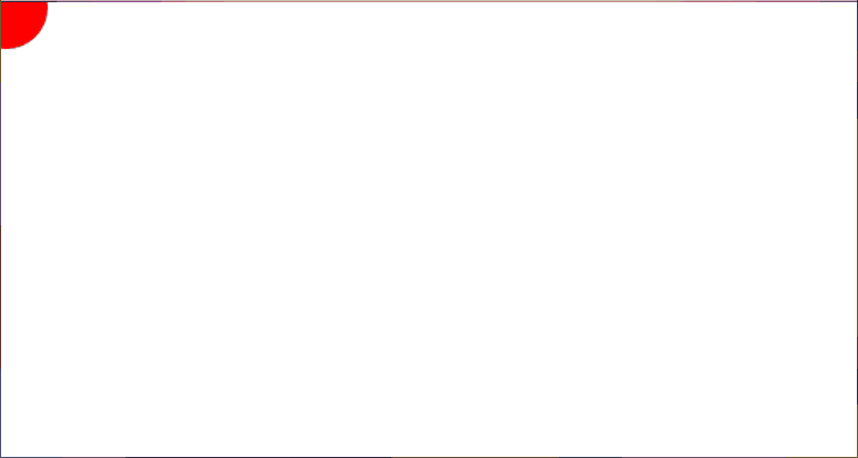 A red circle inside a large rectangle. The circle moves in a straight line until it reaches an edge of the rectangle, then bounces off, changing direction.
