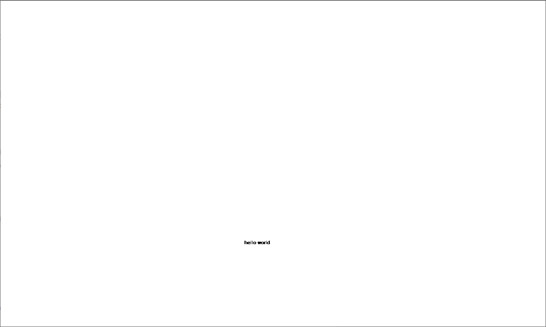A large white rectangle with small black text near the bottom middle that says "hello world"